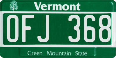 VT license plate OFJ368