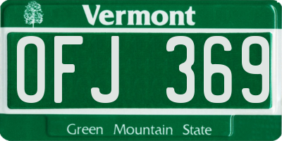 VT license plate OFJ369