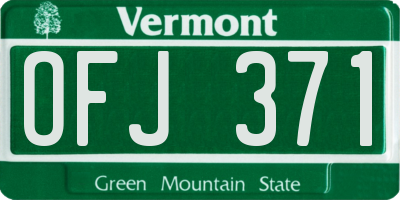 VT license plate OFJ371