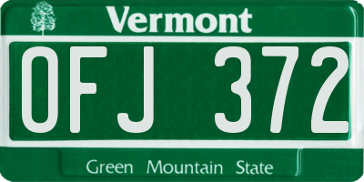 VT license plate OFJ372
