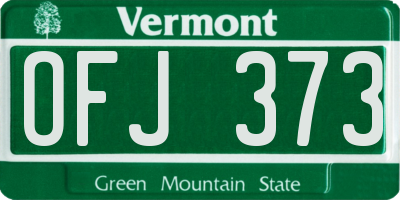 VT license plate OFJ373