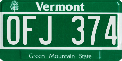 VT license plate OFJ374
