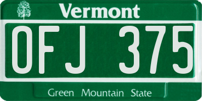 VT license plate OFJ375