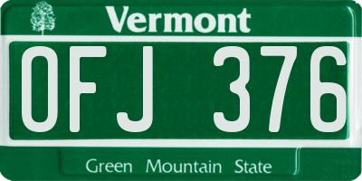 VT license plate OFJ376