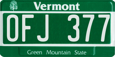 VT license plate OFJ377