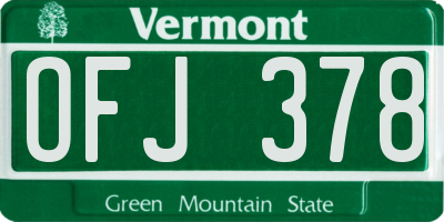 VT license plate OFJ378