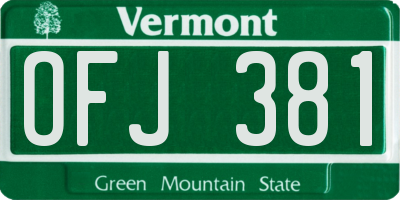 VT license plate OFJ381