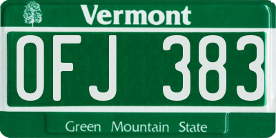 VT license plate OFJ383