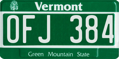 VT license plate OFJ384