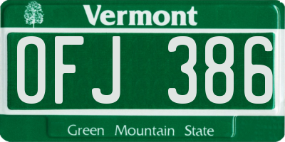 VT license plate OFJ386