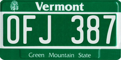 VT license plate OFJ387