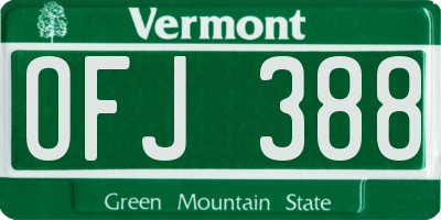 VT license plate OFJ388