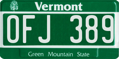 VT license plate OFJ389