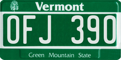 VT license plate OFJ390
