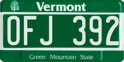 VT license plate OFJ392
