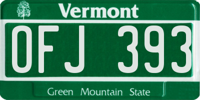 VT license plate OFJ393
