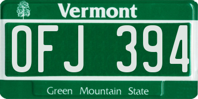 VT license plate OFJ394