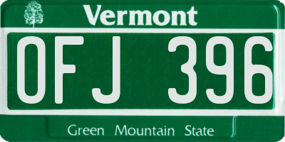 VT license plate OFJ396