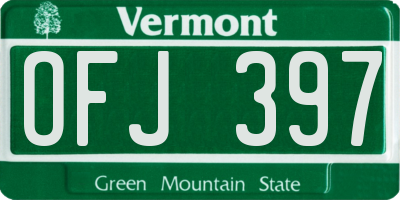 VT license plate OFJ397