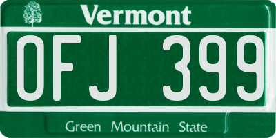 VT license plate OFJ399
