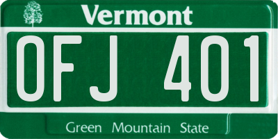 VT license plate OFJ401