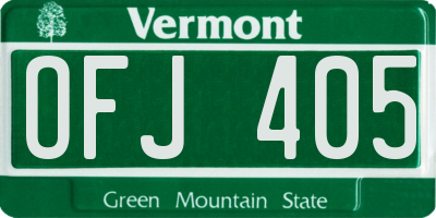 VT license plate OFJ405