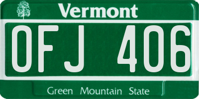 VT license plate OFJ406
