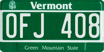 VT license plate OFJ408