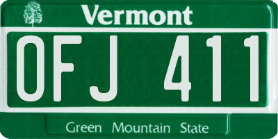 VT license plate OFJ411