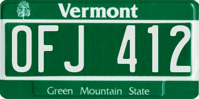 VT license plate OFJ412