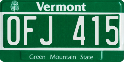 VT license plate OFJ415