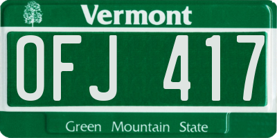 VT license plate OFJ417