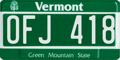 VT license plate OFJ418