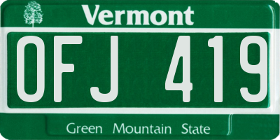 VT license plate OFJ419