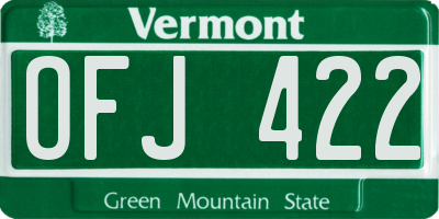 VT license plate OFJ422