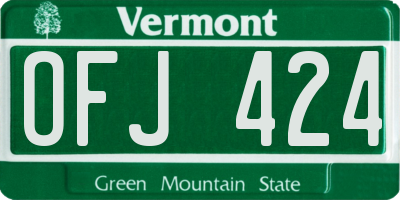 VT license plate OFJ424