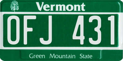 VT license plate OFJ431