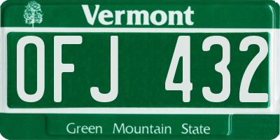 VT license plate OFJ432