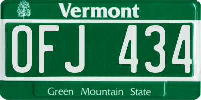 VT license plate OFJ434