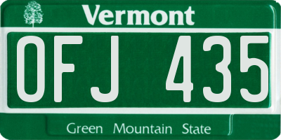 VT license plate OFJ435
