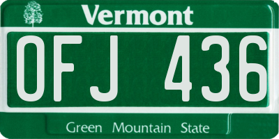 VT license plate OFJ436