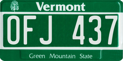 VT license plate OFJ437