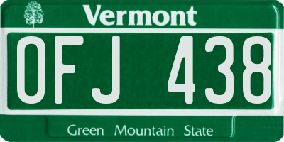 VT license plate OFJ438