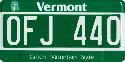 VT license plate OFJ440