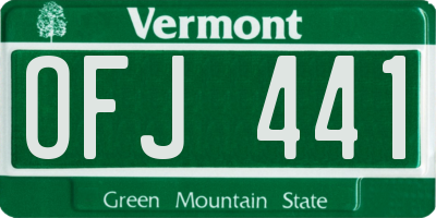 VT license plate OFJ441