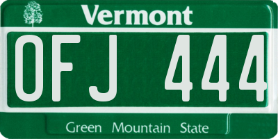 VT license plate OFJ444