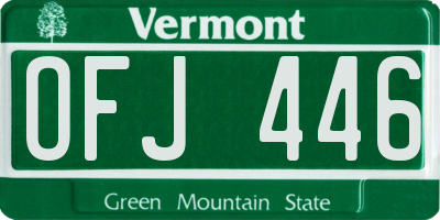 VT license plate OFJ446