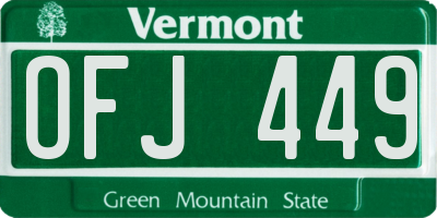VT license plate OFJ449
