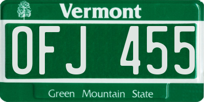 VT license plate OFJ455