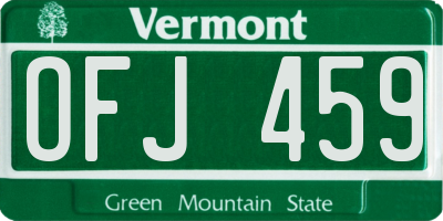 VT license plate OFJ459